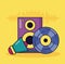 vinyl speaker megaphone music colorful background