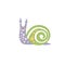 Viole Polka-dotted Snail With Green Shell Smiling Animal Character Illustration In Funky Decorative Style