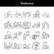 Violence color line icons set. Harassment, family abuse and bullying.