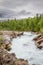 Violent river rushing down a mountain side in northern Sweden.