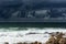 A violent storm in the sea. Beautiful blue storm clouds