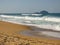 Violent waves at Mocambique beach on a sunny day - Florianopolis, Brazil