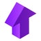 Violet arrow icon, isometric style