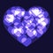 Violet big heart made form small bokeh neon hearts