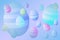 Violet and blue background light pastel colored faded effect easter eggs illustration