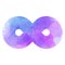Violet-blue infinity symbol icon. Watercolor vector texture