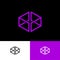 Violet box logo. Online, shop of gifts. Icon consist of thin lines.