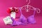 Violet bra and panties with the gift