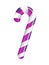 Violet candy cane on white