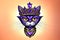 A violet cat head with a crown