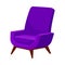 Violet chair with low legs. Vector illustration on white background.