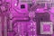 Violet circuit board background of computer motherboard.Computer chip Electronics motherboard high tech. Circuit board texture and