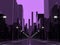 Violet city 3d rendering image.