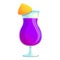 Violet cocktail icon, cartoon style