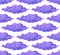 Violet curly cartoon style clouds vector seamless pattern