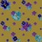 Violet daisy blue flower yellow pattern watercolor