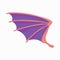 Violet dragon wing icon, cartoon style