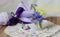 violet easter collage spring flowers stars spoon teatime