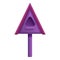 Violet fashion birdhouse icon, cartoon style