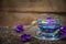 Violet flower Asian pigeonwings or Butterfly Pea Heabal hot drinking tea