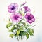 Violet Flower Bouquet: Watercolor Painting With Optical Illusion Style