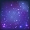 Violet galaxy background with light, stars. Vector Illustration. Xmas and New Year