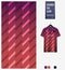 Violet gradient geometry abstract background. Fabric pattern for soccer jersey, football kit, sport uniform. T-Shirt mockup.