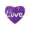 Violet Heart With Handmade Lettering. Vector grunge fashion design print for summer t shirt with heart.