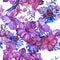 Violet Hibiscus Jungle. Indigo Flower Palm. Purple Seamless Leaf. Watercolor Decor. Pattern Leaf. Pink Tropical Illustration. Exot