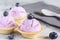 Violet Ice Cream Ball and Blueberry in Biscuit Cup