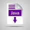 violet java document download icon on grey background