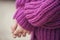 Violet knit cardigan, details.