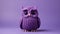 Violet Knitted Owl Toy Figure On Purple Background