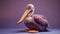 Violet Knitted Pelican Toy On A Purple Background