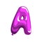 Violet letter A in shape of glossy air balloon. English