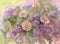 Violet lilac branches and daisy flowers watercolor background