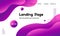 Violet liquid landing page template. Vector abstract colorful wavy fluid background for web page