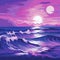 Violet Modernism Seascape Abstract - Ocean Blue Background With Purple Waves