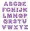 Violet mosaic alphabet.