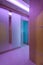 Violet neon lighting in luxurious apartment