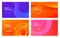 Violet Pink Orange Abstract Gradient Geometric Wave Line Shape Landing Page Background Set Digital Motion Pattern