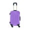 Violet plastic suitcase with wheels, retractable handle