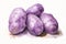 Violet potatoes isolated on white, watercolor