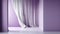 Violet purple empty wall in room with silk curtain drapes. Template for product presentation
