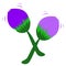 Violet and purple flower marakas maraka instrument made of flower, leaves and brunch shaking isolated on white