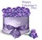 Violet purple roses in a gift box Vector realistic. Happy Mother day cards