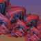 Violet and red abstract 3d waves, 3d rendering