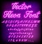 Violet retro neon font luminous letter glow effect