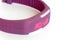 Violet rubber digital watch over white background