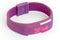 Violet rubber digital watch over white background